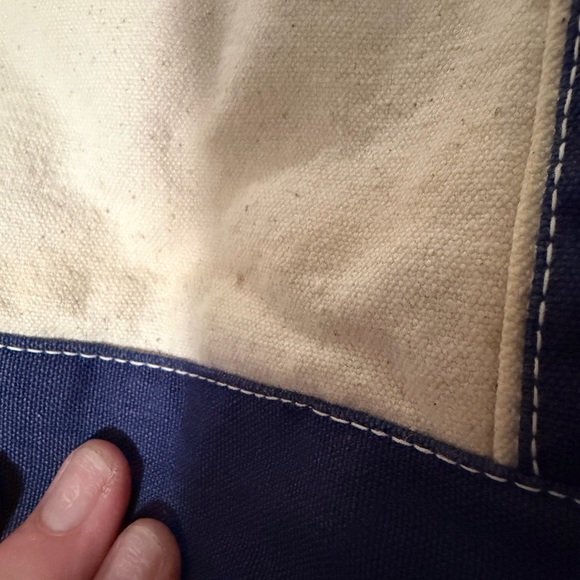 Retro Vintage Falling Leaf Lake Navy and Cream Tote Bag - Picture 3 of 8